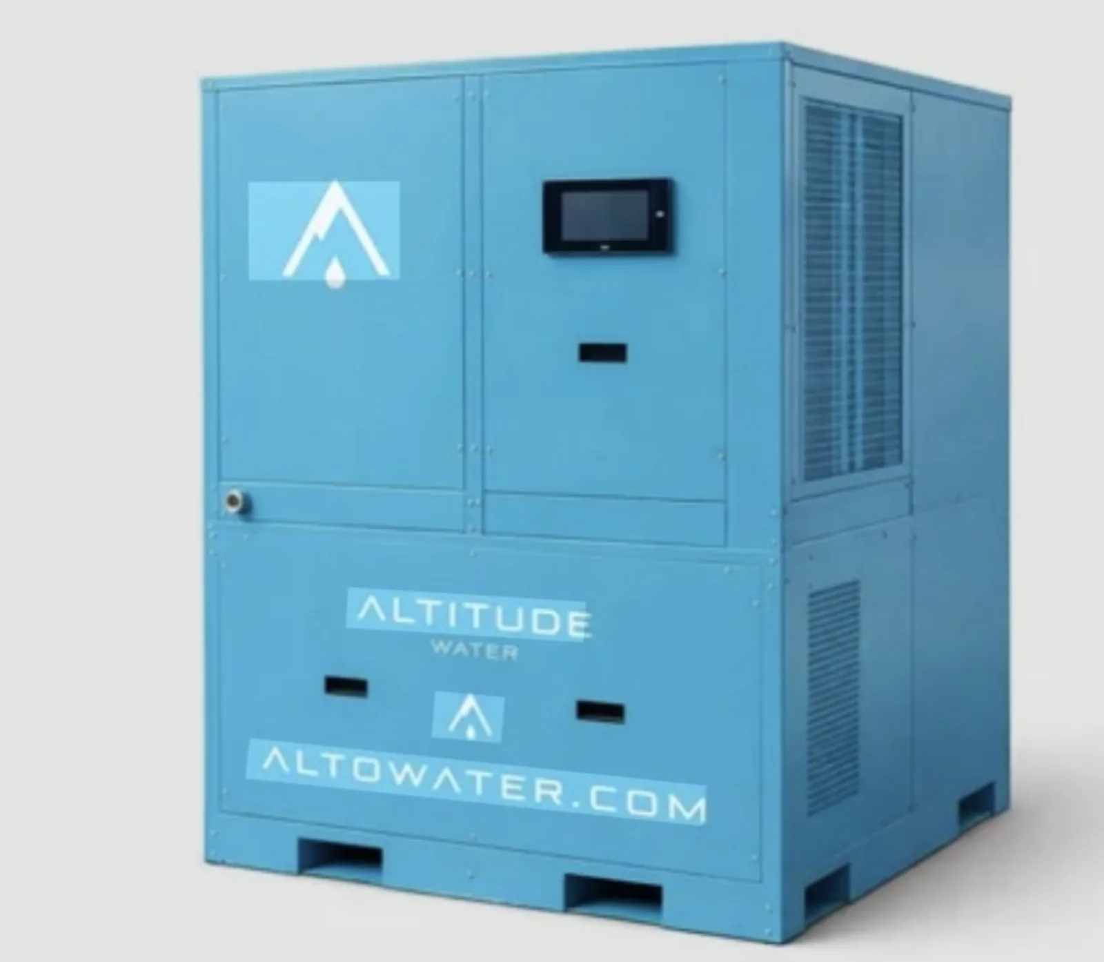 Blue Altitude Water commercial unit against a grey background.
