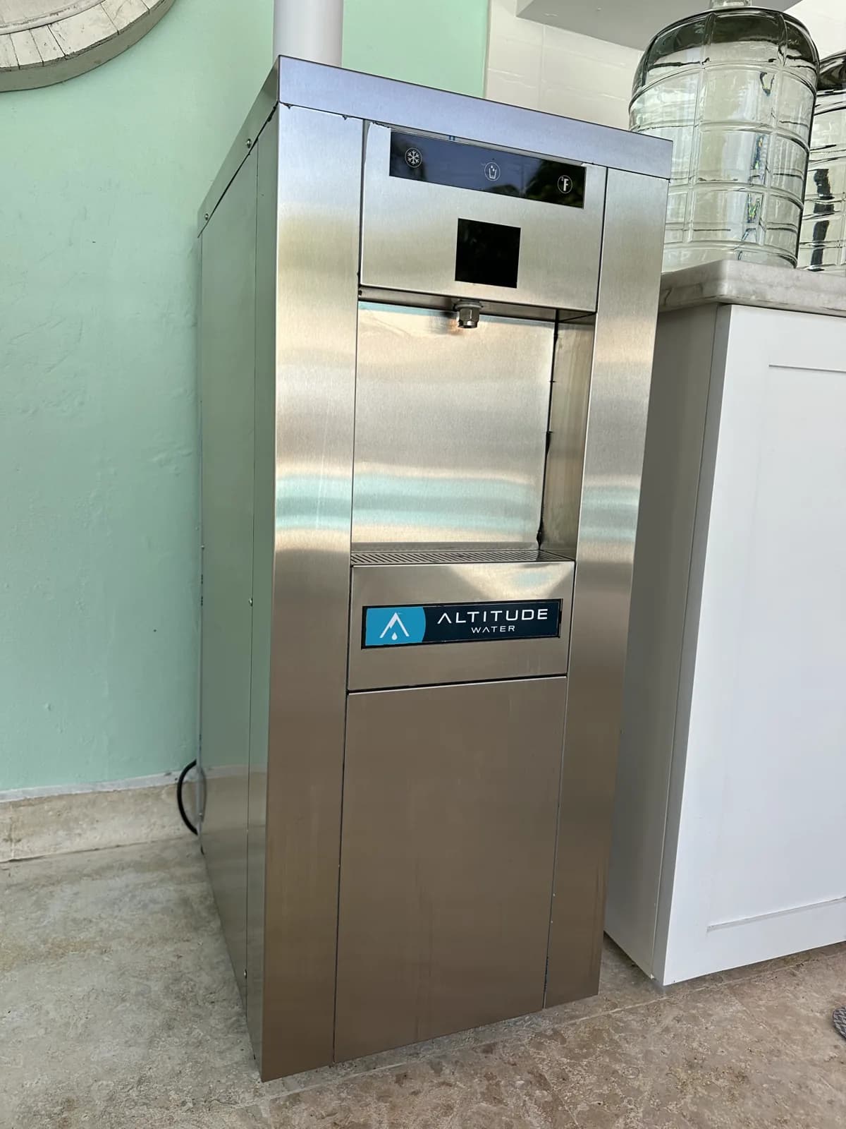 Front view of the installed T-12, top panel and Altitude Water logo.
