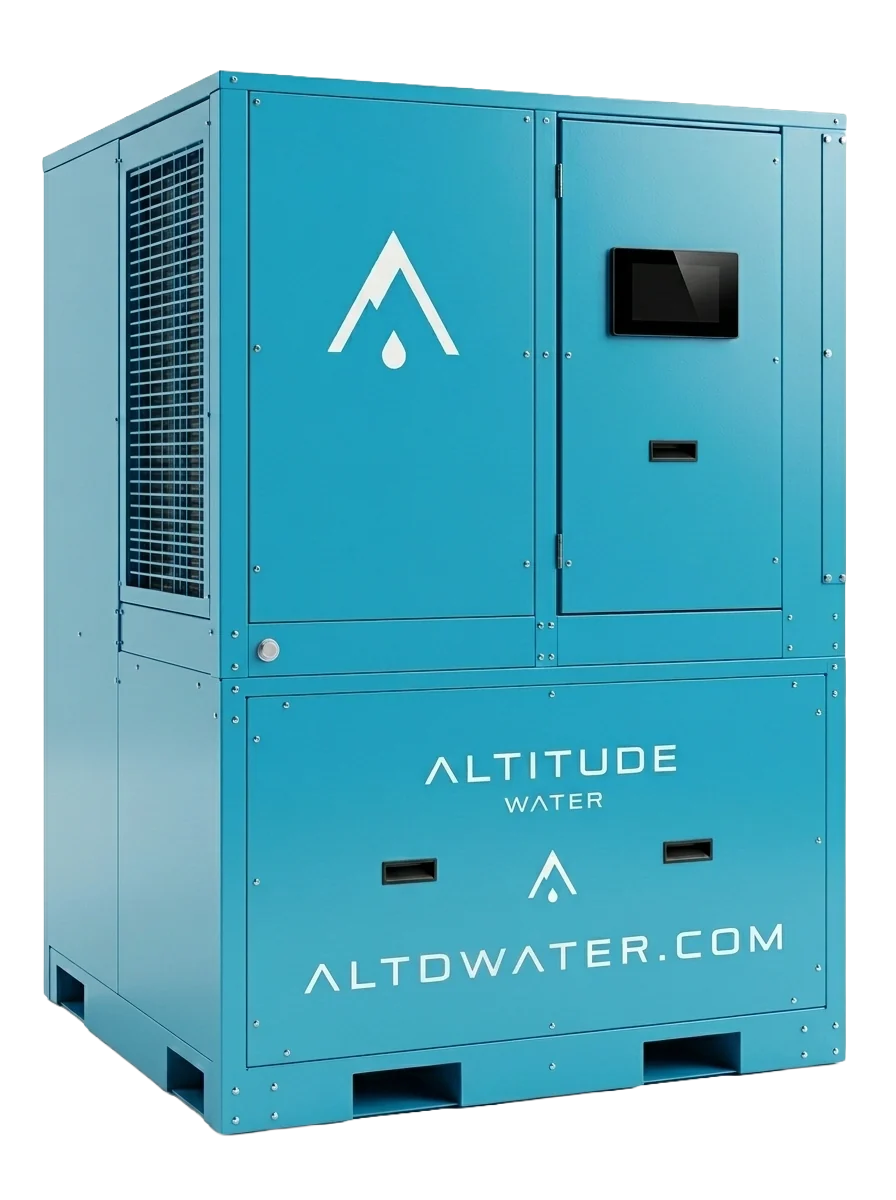 Render of the Altitude T-100 commercial-scale atmospheric water generator.